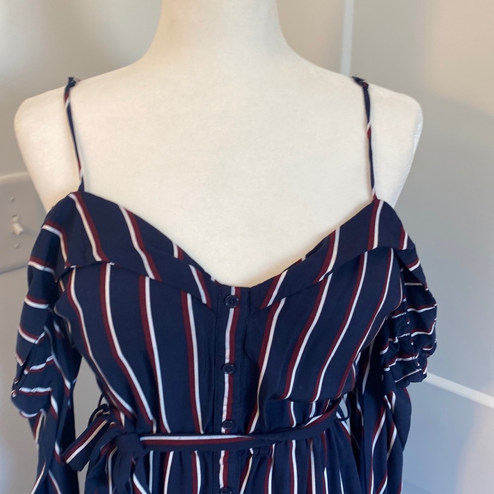 Bardot stripes midi dress
